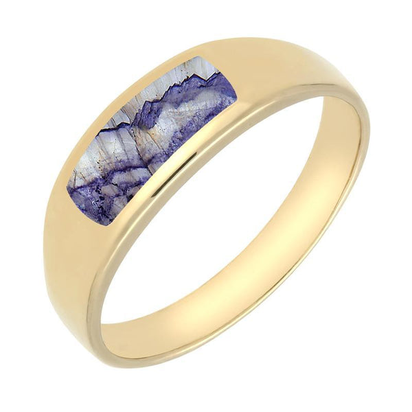 9ct Yellow Gold Blue John Inlay Ring R003