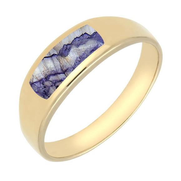9ct Yellow Gold Blue John Inlay Ring R003