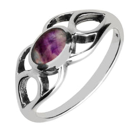 Silver Blue John Oval Pierced Shoulder Ring R146