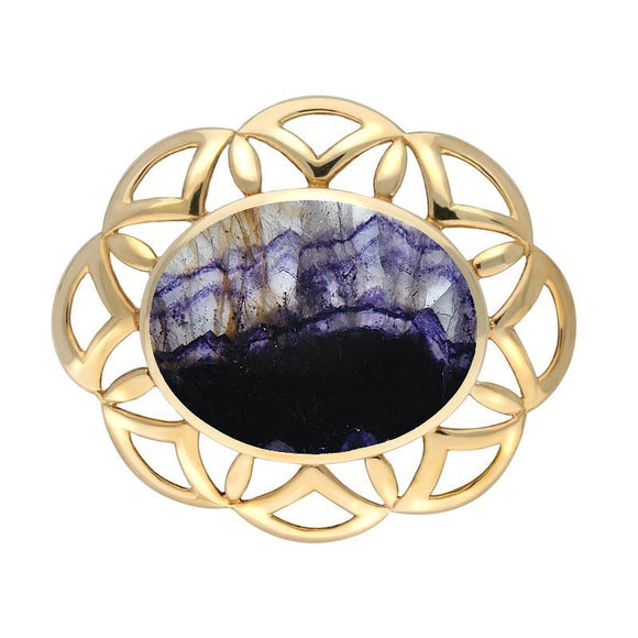 9ct Yellow Gold Blue Johnt Large Flower Brooch M196