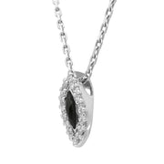 00027064 C W Sellors 18ct White Gold Whitby Jet 0.09ct Diamond Marquise Necklace, P1329