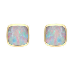 00067070  9ct Yellow Gold Opal Small Dinky Cushion Stud Earrings, E335