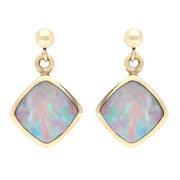 00072462 9ct Yellow Gold Opal Cushion Drop Earrings. E227