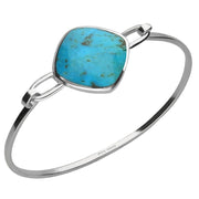 Sterling Silver Turquoise Slim Cushion Bangle. B035.