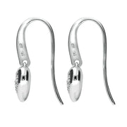 00120808 C W Sellors Sterling Silver Cubic Zirconia Small Heart Drop Earrings. E2024