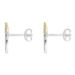 Sterling Silver Yellow Gold Reindeer Silhouette Earrings. E2228.