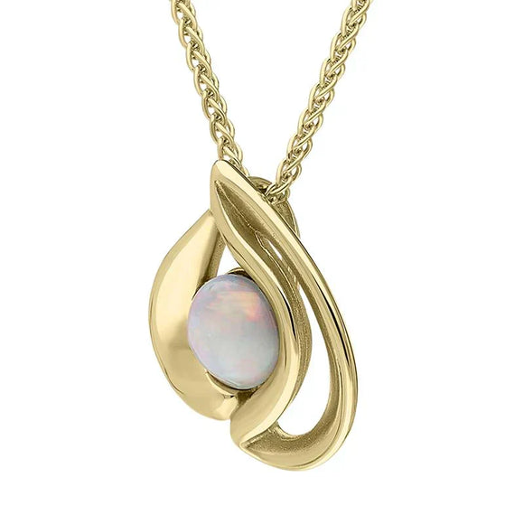 00152507 9ct Yellow Gold Opal Open Sided Tear Drop Necklace, P2544