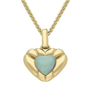 00152508 9ct Yellow Gold Opal Stone in Ridged Heart Necklace P2539