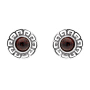 00166547 C W Sellors Sterling Silver Amber Greek Style Stud Earrings, E2421.