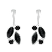 Sterling Silver Whitby Jet Four Stone Leaf Drop Two Piece Set S047