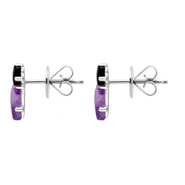 Sterling Silver Whitby Jet Amethyst Two Stone Butterfly Stud Earrings E2496