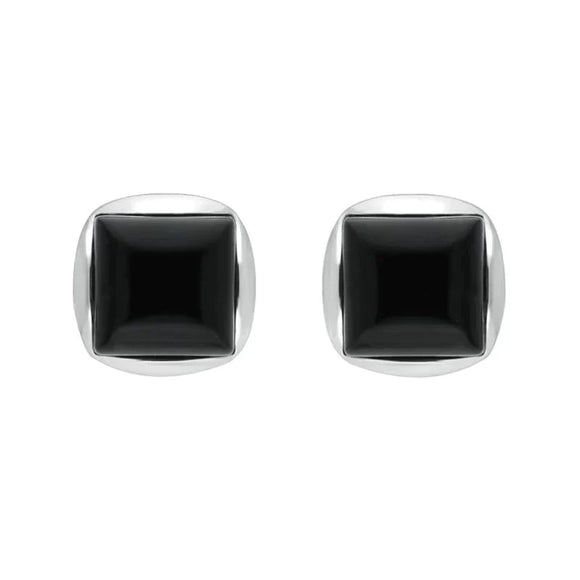 Sterling Silver Whitby Jet Square Stud Earrings E2500 