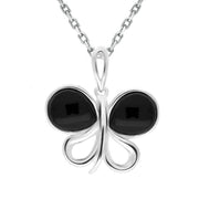 Sterling Silver Whitby Jet Two Stone Butterfly Necklace P3487