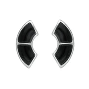 Sterling Silver Whitby Jet Two Stone Oblong Stud Earrings E2507