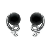 Sterling Silver Whitby Jet Round Twist Stud Earrings E2516