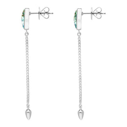 Sterling Silver Abalone Lineaire Long Drop Stud Earrings. E2240.