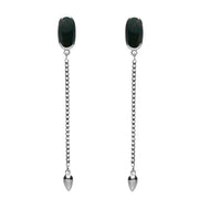 Sterling Silver Bloodstone Lineaire Long Drop Stud Earrings E2240