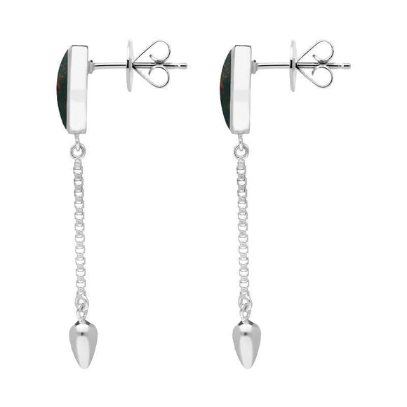 00181106 Sterling Silver Bloodstone Lineaire Medium Drop Stud Earrings, E2241.