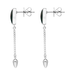 00181106 Sterling Silver Bloodstone Lineaire Medium Drop Stud Earrings, E2241.