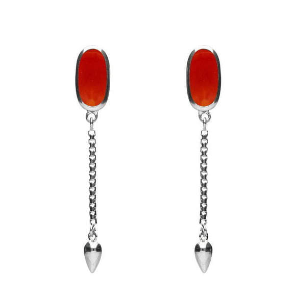 00181112 Sterling Silver Carnelian Lineaire Medium Drop Stud Earrings, E2241.