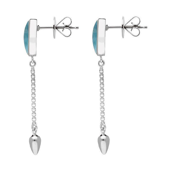 00181128 Sterling Silver Larimar Lineaire Medium Drop Stud Earrings, E2241.