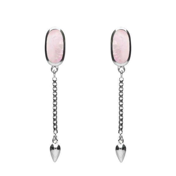 00181134  Sterling Silver Pink Mother of Pearl Lineaire Medium Drop Stud Earrings, E2241.