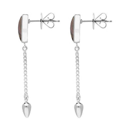 00181136 Sterling Silver Dark Mother of Pearl Lineaire Medium Drop Stud Earrings, E2241.