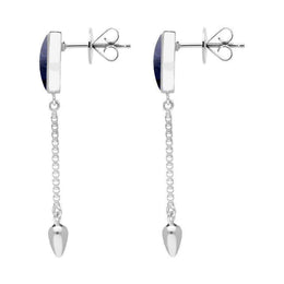 00181148 Sterling Silver Sodalite Lineaire Medium Drop Stud Earrings, E2241.
