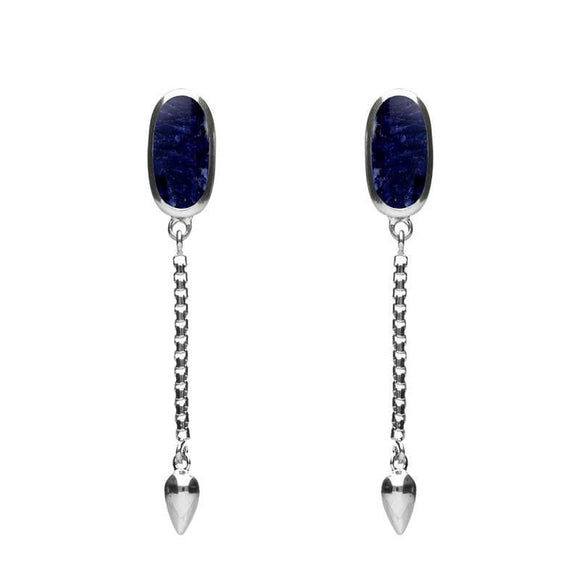 00181148 Sterling Silver Sodalite Lineaire Medium Drop Stud Earrings, E2241.
