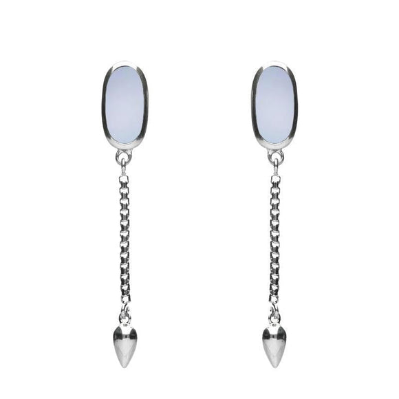 0018114 Sterling Silver Chalcedony Lineaire Medium Drop Stud Earrings, E2241.