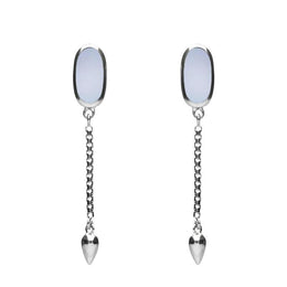 0018114 Sterling Silver Chalcedony Lineaire Medium Drop Stud Earrings, E2241.