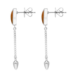 00181152 Sterling Silver Tigers Eye Lineaire Medium Drop Stud Earrings, E2241.