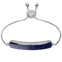 00181249 Sterling Silver Sodalite Lineaire Long Bracelet, B1071.