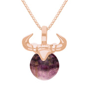 18ct Rose Gold Blue John Zodiac Taurus 10mm Bead Pendant, P3621.