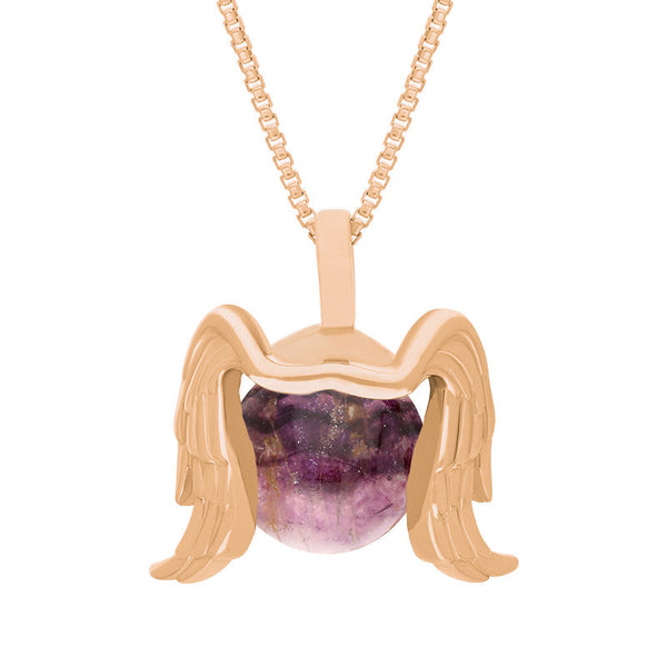 18ct Rose Gold Blue John Zodiac Virgo 10mm Bead Pendant, P3628.