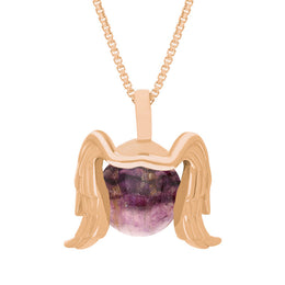 18ct Rose Gold Blue John Zodiac Virgo 10mm Bead Pendant, P3628.