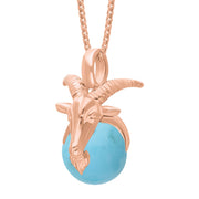18ct Rose Gold Turquoise Zodiac Capricorn 10mm Bead Pendant, P3623.