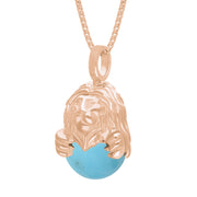 18ct Rose Gold Turquoise Zodiac Leo 10mm Bead Pendant, P3626.