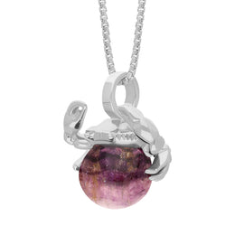 18ct White Gold Blue John Zodiac Cancer 10mm Bead Pendant, P3625.