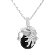 18ct White Gold Whitby Jet Zodiac Aquarius 10mm Bead Pendant, P3624.