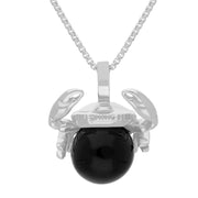 18ct White Gold Whitby Jet Zodiac Cancer 10mm Bead Pendant, P3625.