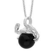 18ct White Gold Whitby Jet Zodiac Cancer 10mm Bead Pendant, P3625.