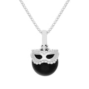 18ct White Gold Whitby Jet Zodiac Gemini 10mm Bead Pendant, P3622.