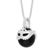 18ct White Gold Whitby Jet Zodiac Gemini 10mm Bead Pendant, P3622.