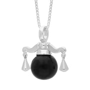 18ct White Gold Whitby Jet Zodiac Libra 10mm Bead Pendant, P3617.