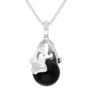 18ct White Gold Whitby Jet Zodiac Pisces 10mm Bead Pendant, P3627.