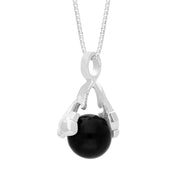 18ct White Gold Whitby Jet Zodiac Pisces 10mm Bead Pendant, P3627.