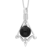 18ct White Gold Whitby Jet Zodiac Sagittarius 10mm Bead Pendant, P3619