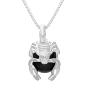 18ct White Gold Whitby Jet Zodiac Scorpio 10mm Bead Pendant, P3618.