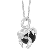 18ct White Gold Whitby Jet Zodiac Scorpio 10mm Bead Pendant, P3618.